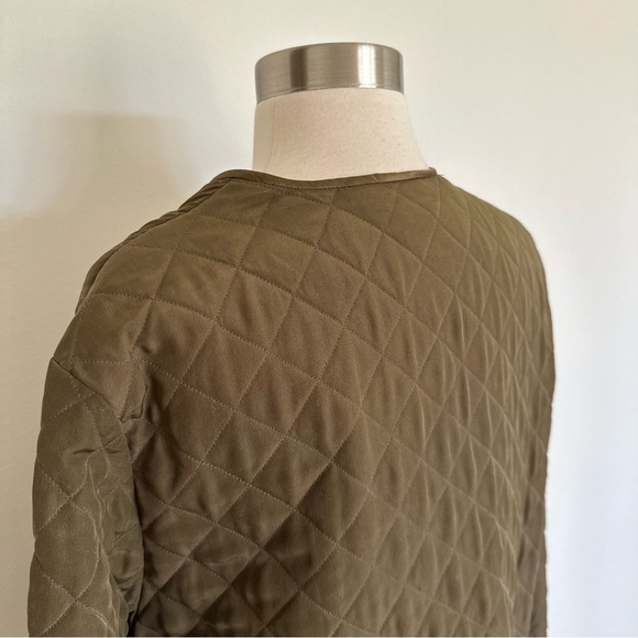 Garnet Hill 100% Silk Quilted Jacket S Green - Picture 5 of 8